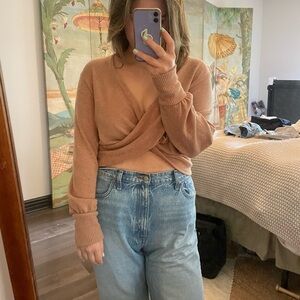 Anthropologie cropped tan sweater